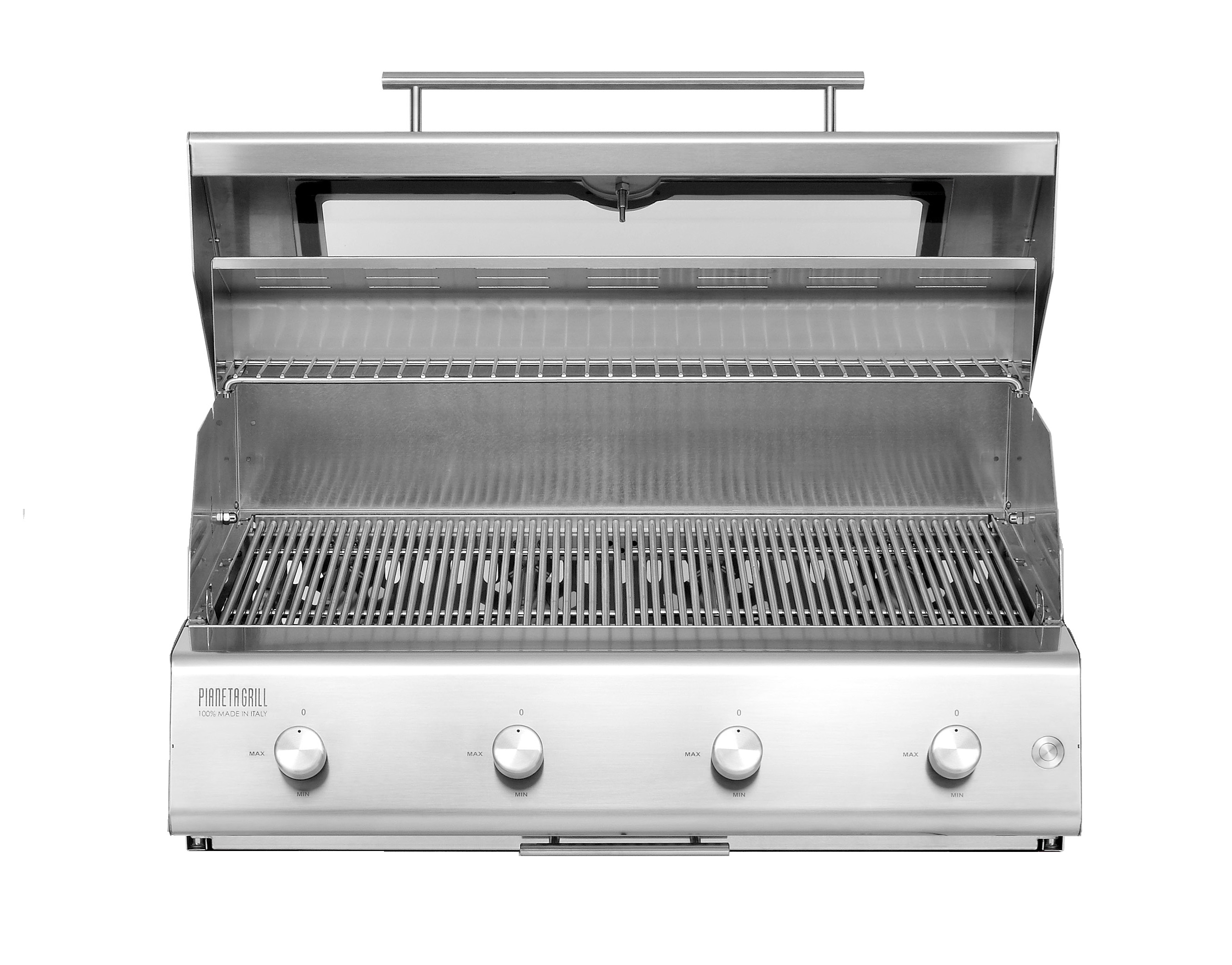 Barbecue a gas Fry Top 750 Basic da appoggio 4 bruciatori griglia tondino